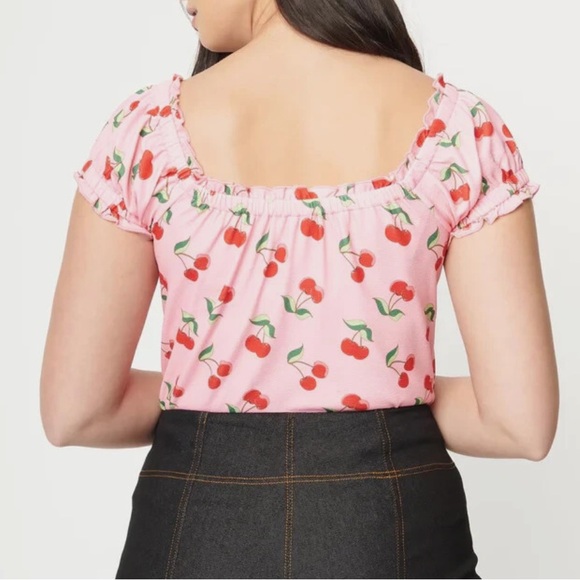 Unique Vintage Pink Cherry Blouse - Picture 3 of 4